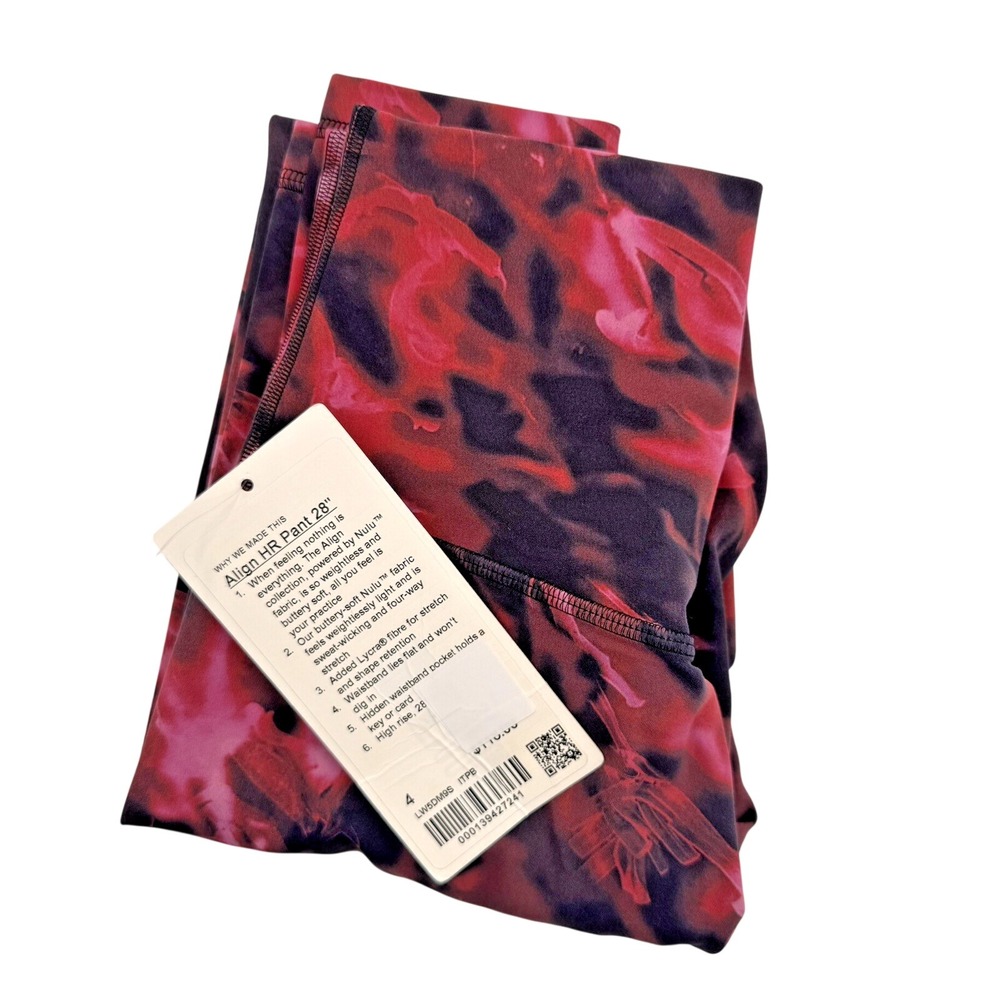 Lululemon Align HR Pant 28 Womens 4 Pink Black Infused Flower Nulu Yoga Leggings